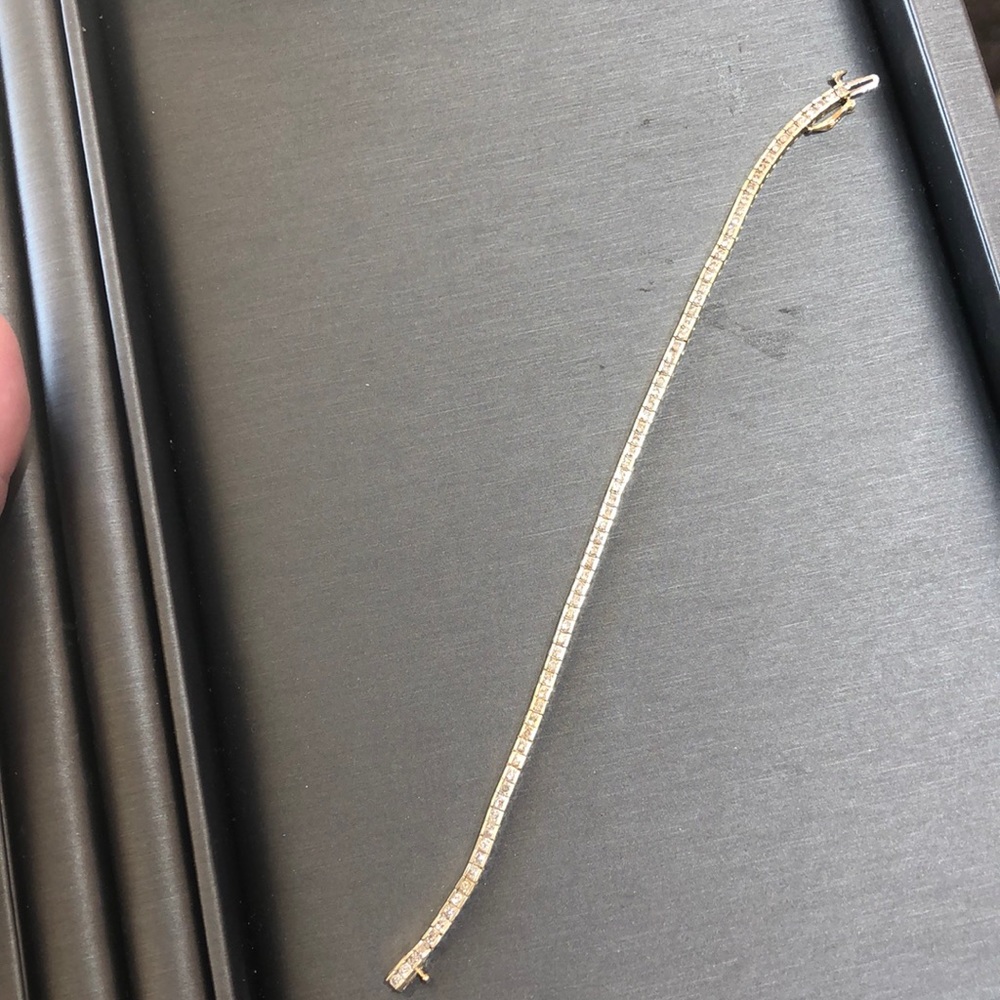 Genuine Diamond Tennis Bracelet-14k Gold